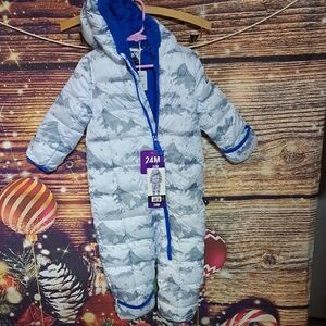 NWT Cozy Blue and Gray Kids Size 24 Months Spider  Snow Suit